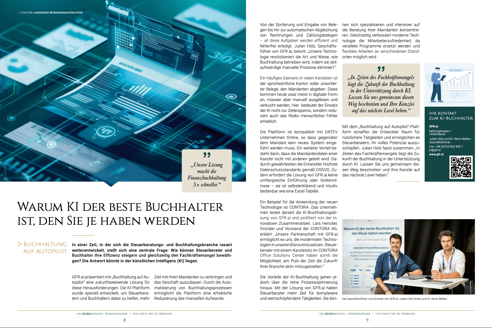 Artikel aus dem CONTORA Magazin über GFR.ai